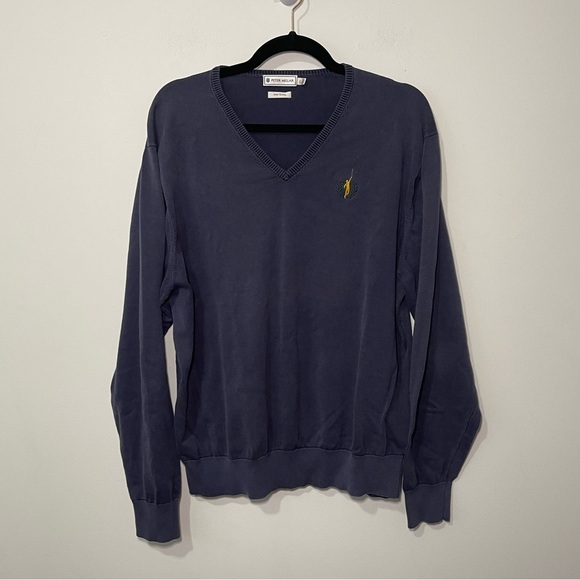 💙Peter Millar Vintage Navy V-Neck Cotton Knit Sweater - Picture 1 of 2